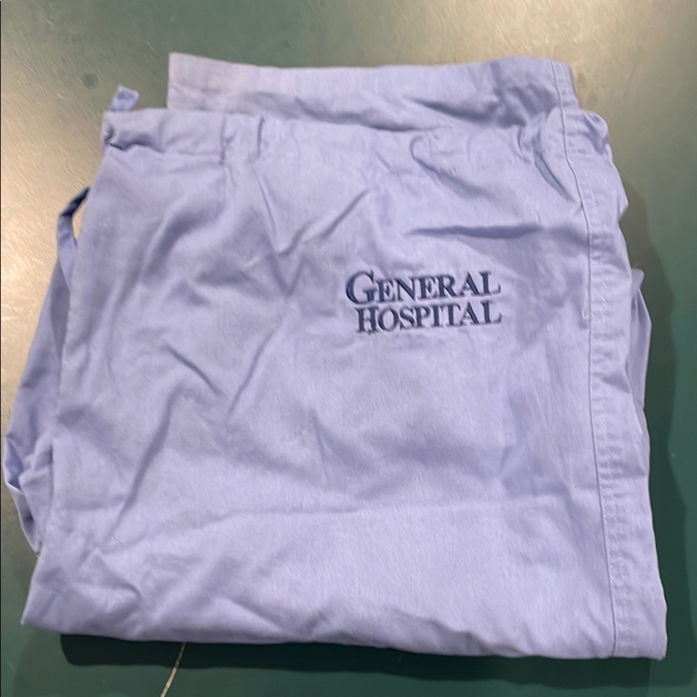 General Hospital Vintage Light Blue draw string Super Soap Scrubs Size L